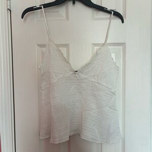 Zara white embroidered lace babydoll tank top S